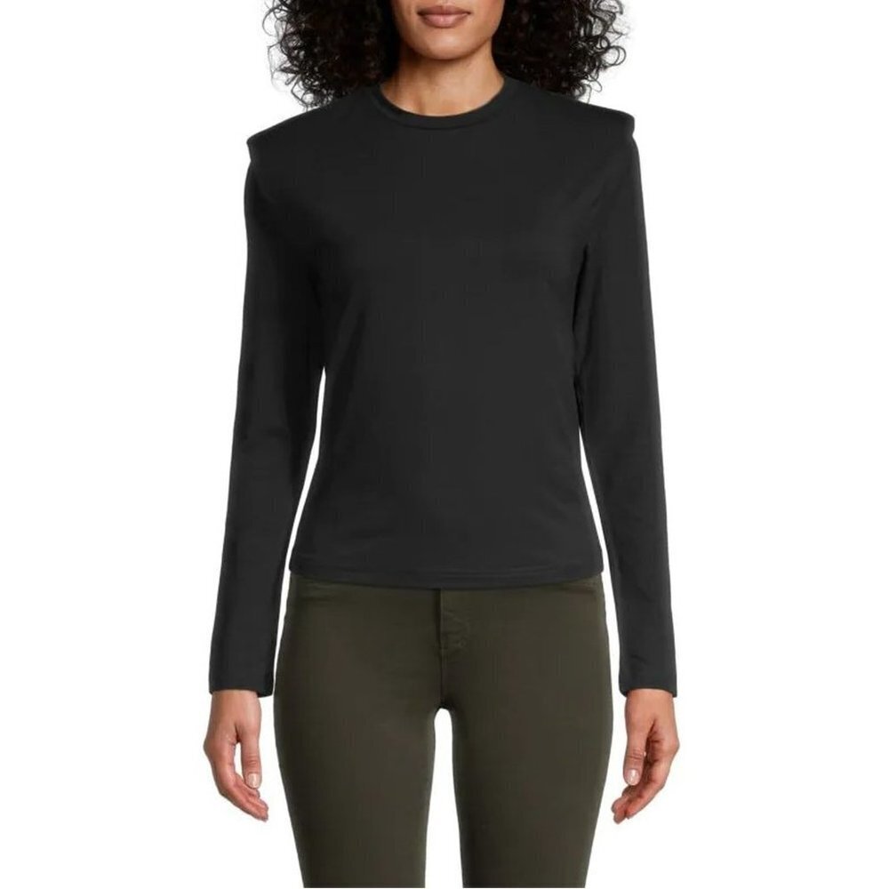 NWT New $128 Walter Baker Bethany Padded Shoulder Black Top Size XS